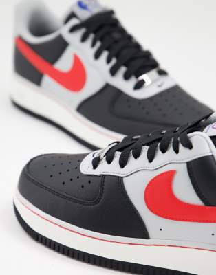 Nike Air Force 1 '07 LV8 EMB trainers in black and red | ASOS