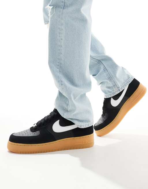 Nike Air Force 1 07 LV8 gum sole sneakers in black and white ASOS