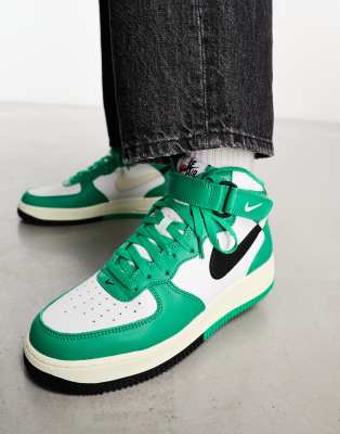 Nike Air Force 1 '07 Lv8 Mid Sneakers In Green And White