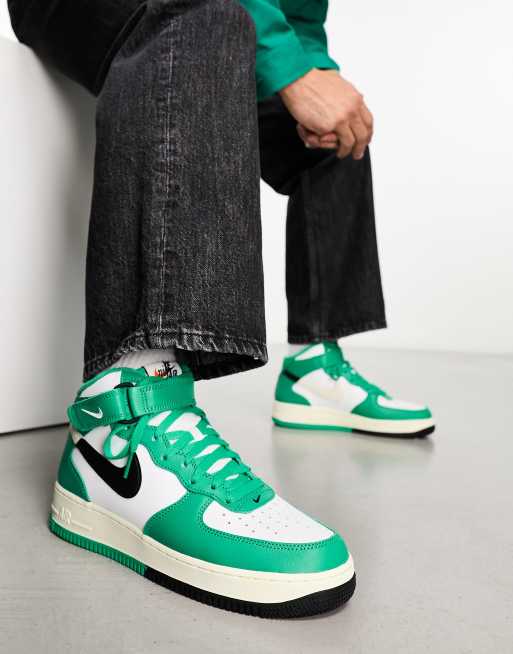 Nike Air Force 1 '07 LV8 Mid Sneakers in Green and White