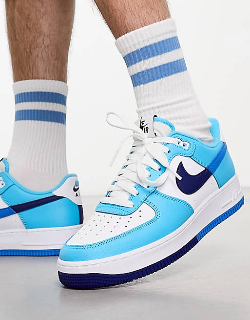 Nike Air Force 1 '07 LV8 Remix sneakers in light blue | ASOS