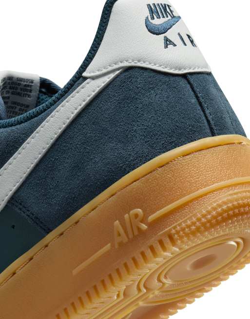 Nike Air Force 1 07 LV8 rubber sole sneakers in navy and white