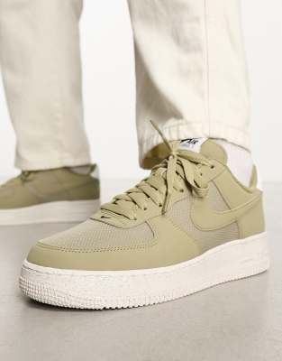 Nike Air Force 1 '07 Sneakers in Khaki and White-Green