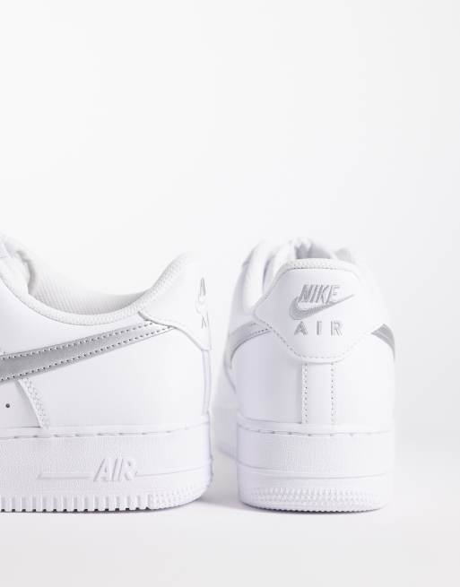 Nike Air Force 1 '07 LV8 sneakers in white and silver, 3 of 5