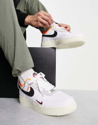 Nike Air Force 1 '07 LV8 sneakers in white, black and orange