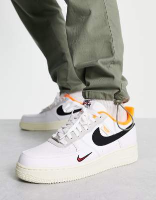 orange black white air force 1