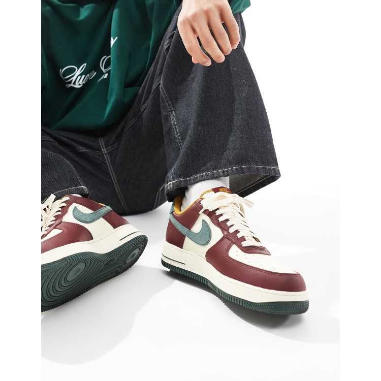 Nike Air Force '07 LV8 trainers in burgundy, green and sail ASOS