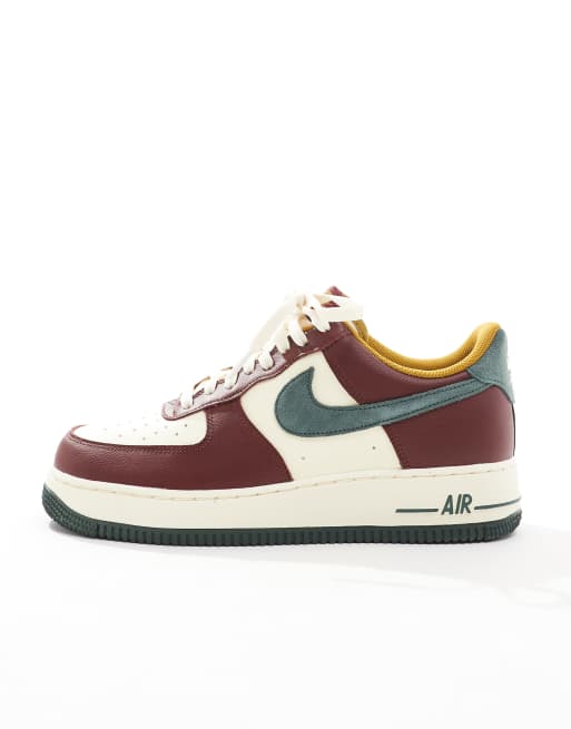 Nike Air Force '07 LV8 trainers in burgundy, green and sail ASOS