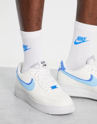 white & pl blue air force 1 lv8 trainers