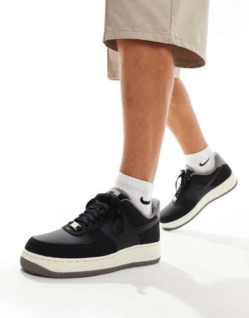 Nike Air Force 1 07 LV8 winter trainers in black and grey