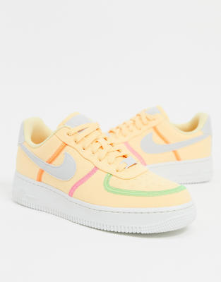 Nike Air Force 1 '07 Lx Canvas Sneakers In Yellow-pink In Pink