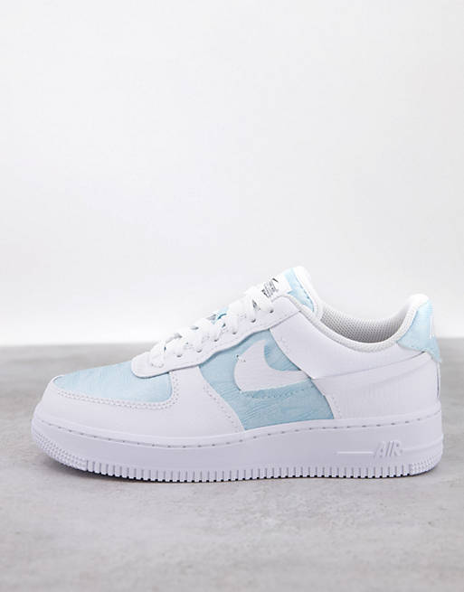 Nike Air Force 1 '07 LXX trainers in white and baby blue