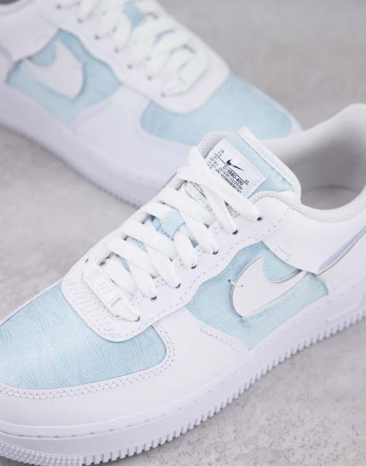 Nike – Air Force 1 '07 LXX – Vit och bebisblå träningsskor, 2 av 4