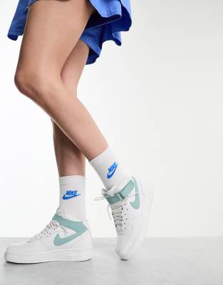 Nike Air Force 1 '07 Mid Sneakers In White & Green