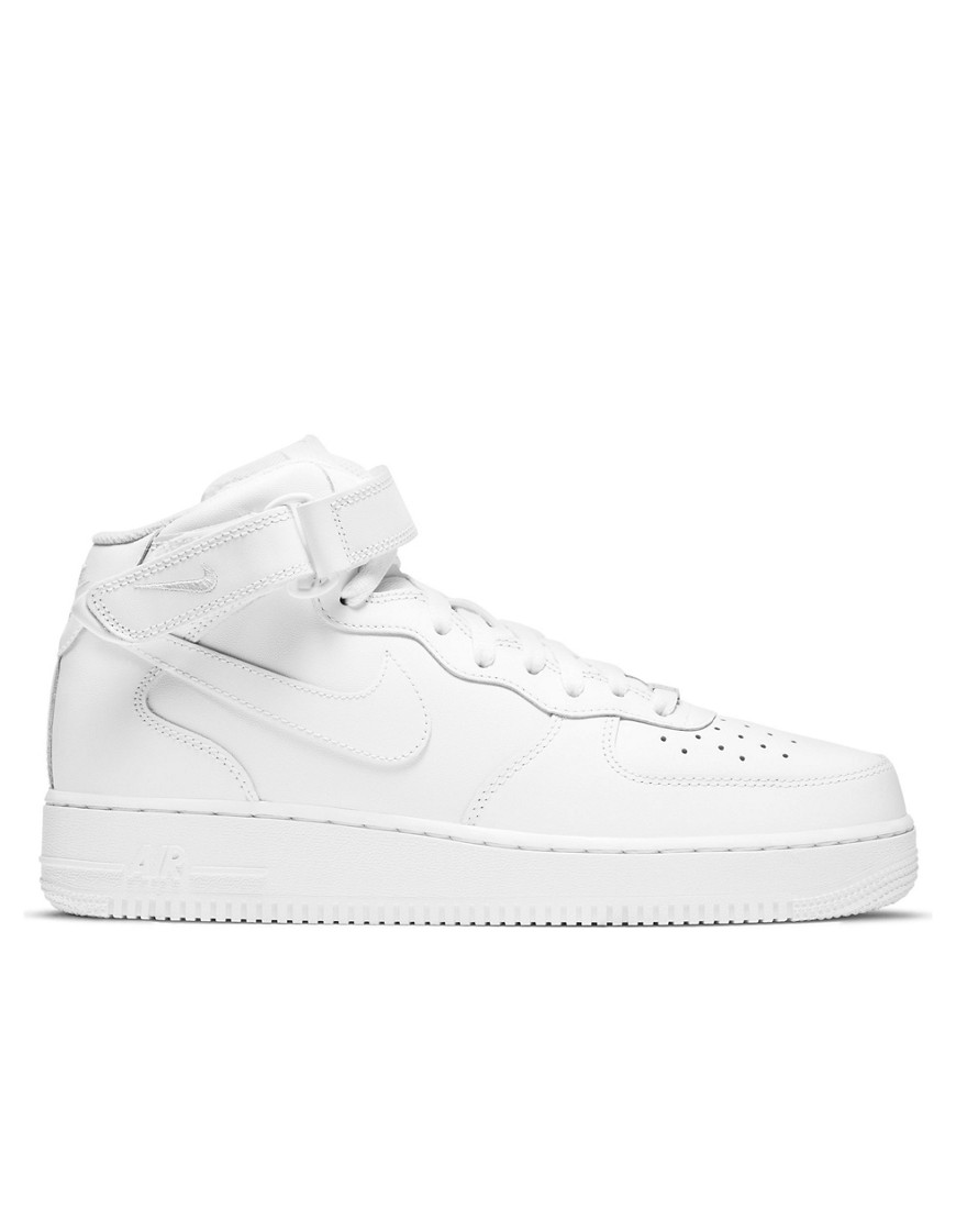 Shop Nike Air Force 1 '07 Mid Sneakers In Triple White