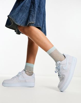 Nike Air Force 1 '07 Premium trainers in blue tint - ASOS Price Checker