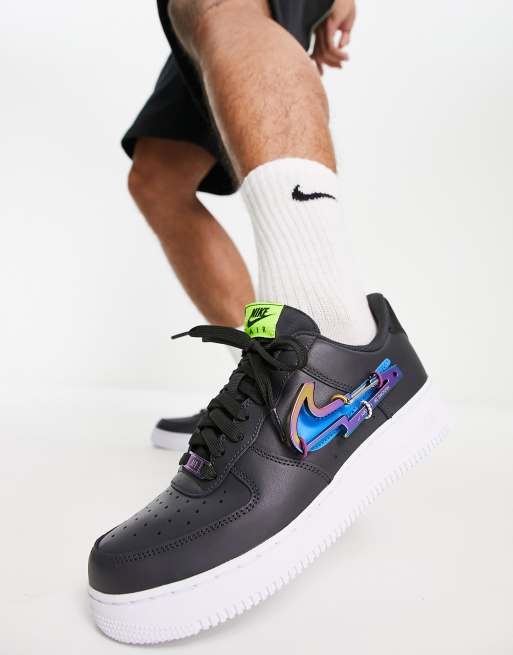 Nike Air Force 1 07 PRM Custom Utility trainers with multi tool in dark grey