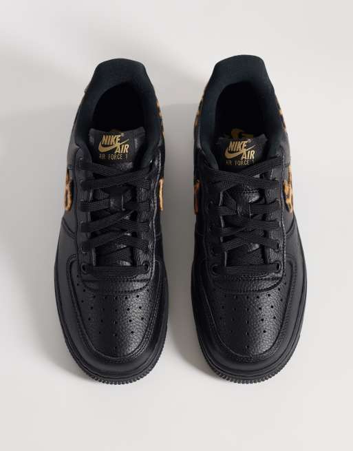 Nike Air Force 1 '07 SE sneakers in black with leopard print detail, 3 of 5