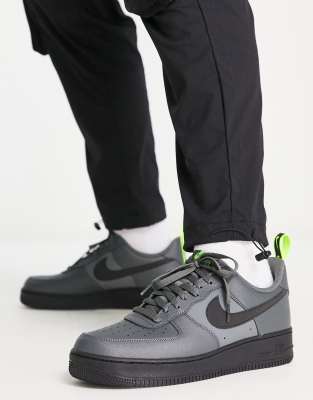 Nike Air Force 1 '07 trainers in grey and black volt - ASOS Price Checker