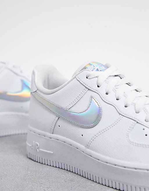 Nike Air - Force 1 '07 - Sneakers bianche e argento metallizzato اكبى