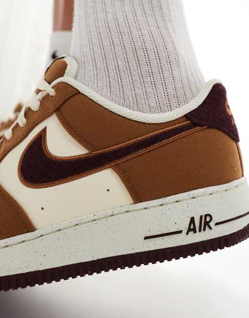 Nike Air Force 1 07 sneakers in brown and off white ASOS