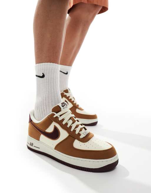 Nike Air Force 1 07 sneakers in brown and off white ASOS