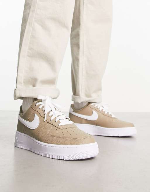 Nike Air Force 1 '07 Sneakers in Khaki and White-Green