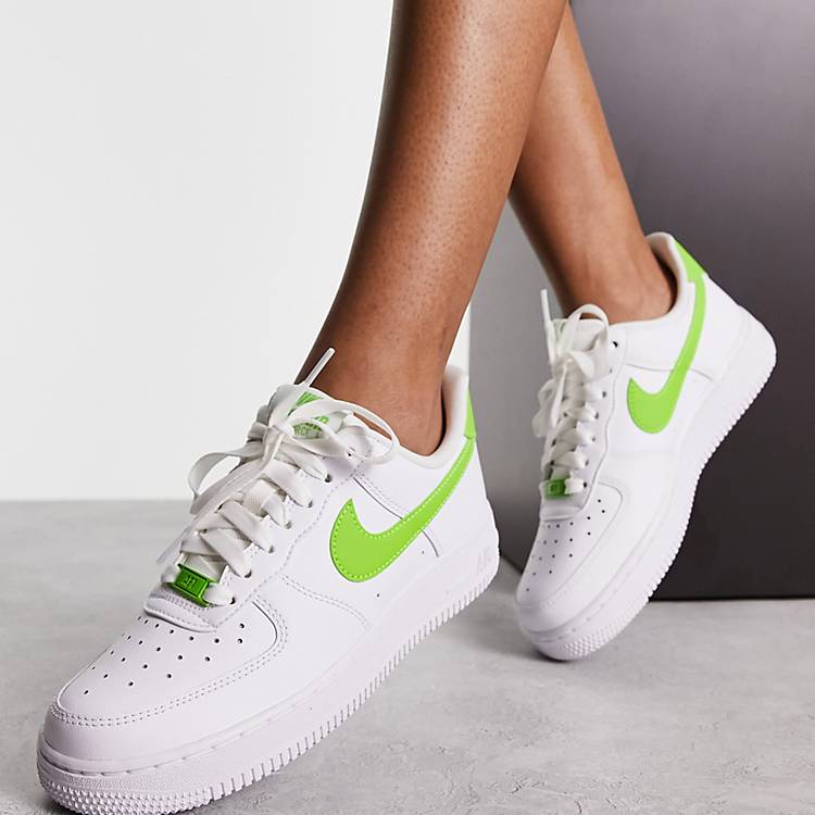 Nike Air 1 '07 sneakers in triple white and green | ASOS