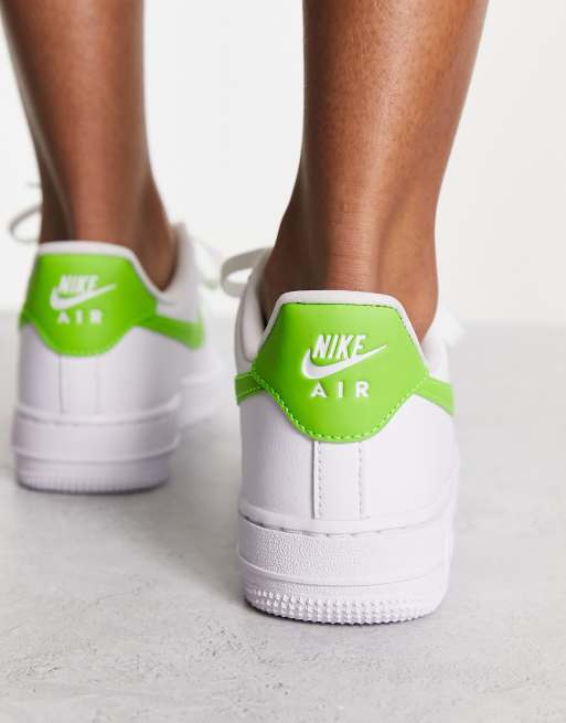 Nike Air 1 '07 sneakers in triple white and green | ASOS