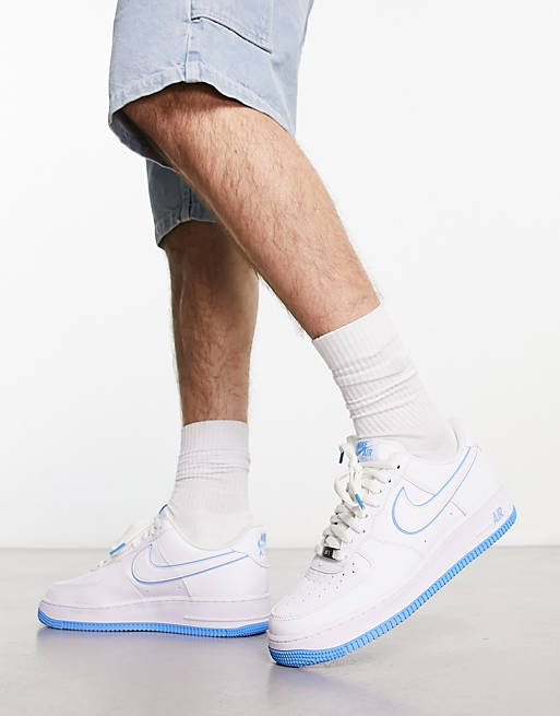Nike Air Force 1 '07 Sneakers In White And Blue | Asos