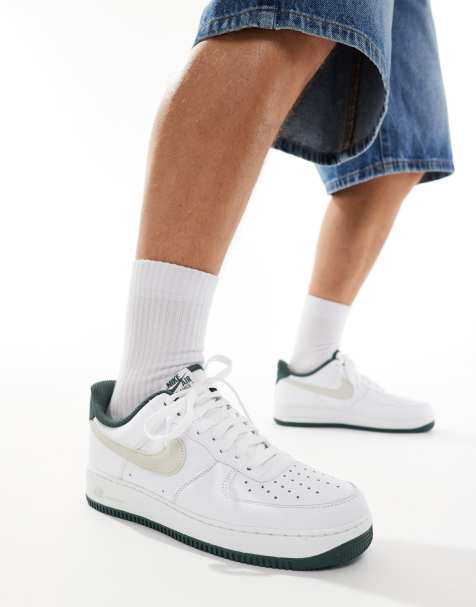 Nike Air Force 1 '07 sneakers in white and dark green - view 1