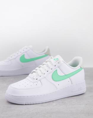 Nike Air Force 1 '07 Sneakers In White And Green Glow In Green
