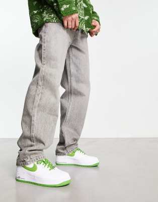Nike Air Force 1 '07 Sneakers In White And Green In White