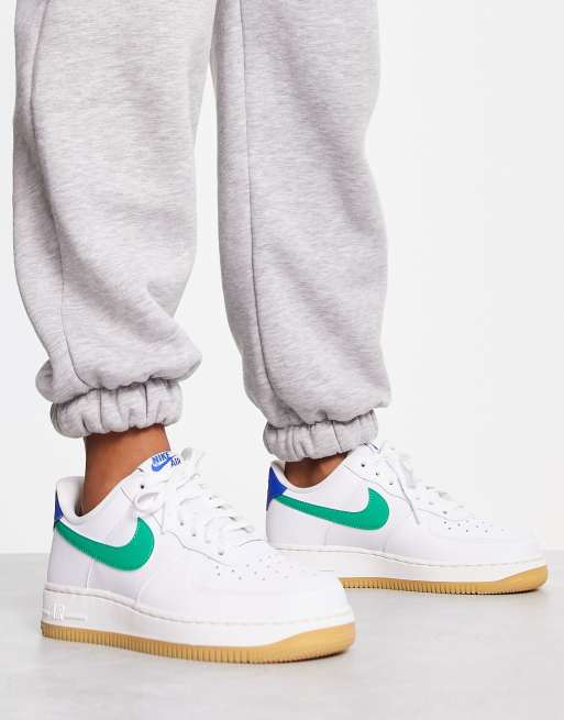 white and green nike air force 1