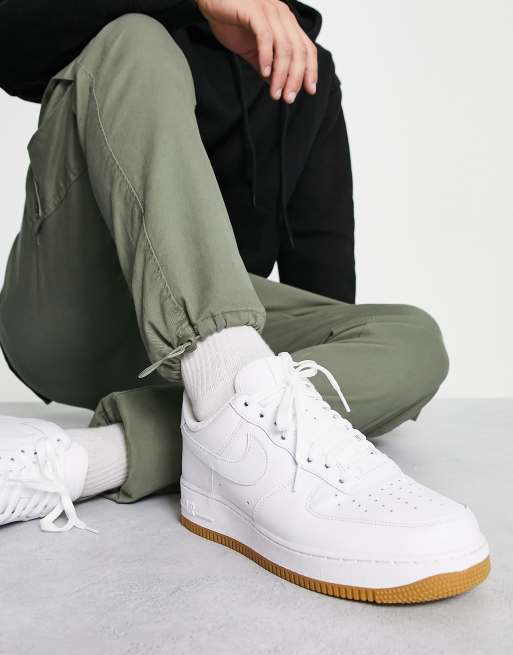 Nike Air Force 1 '07 (White/White-Gum Light Brown) 8.5