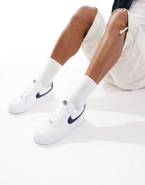 Nike Air Force 1 '07 sneakers in white and navy - view 1