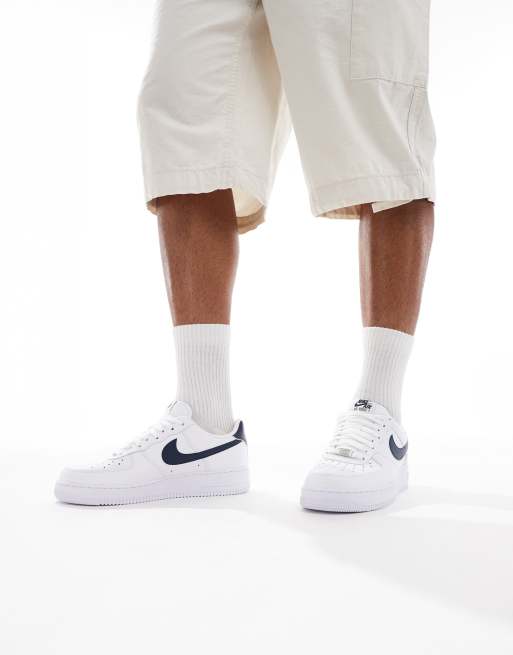 Nike Air Force 1 '07 sneakers in white and navy, 5 of 5