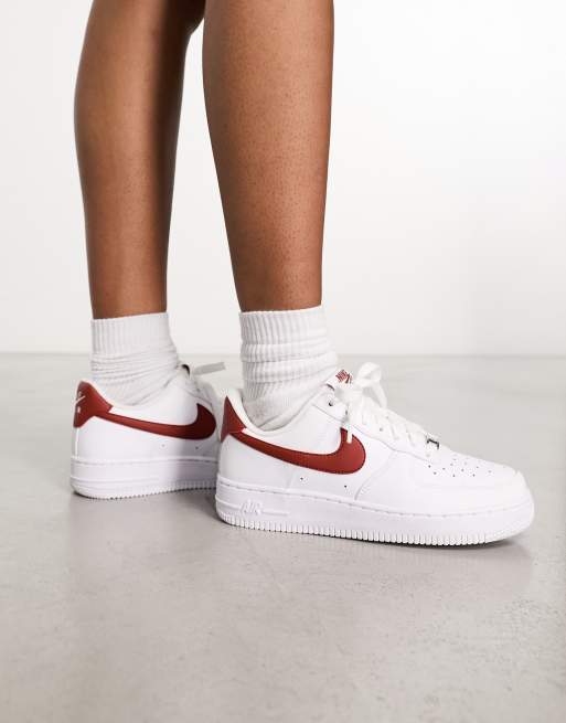 Nike Air Force 1 '07 sneakers in white and rust orange, 4 of 4