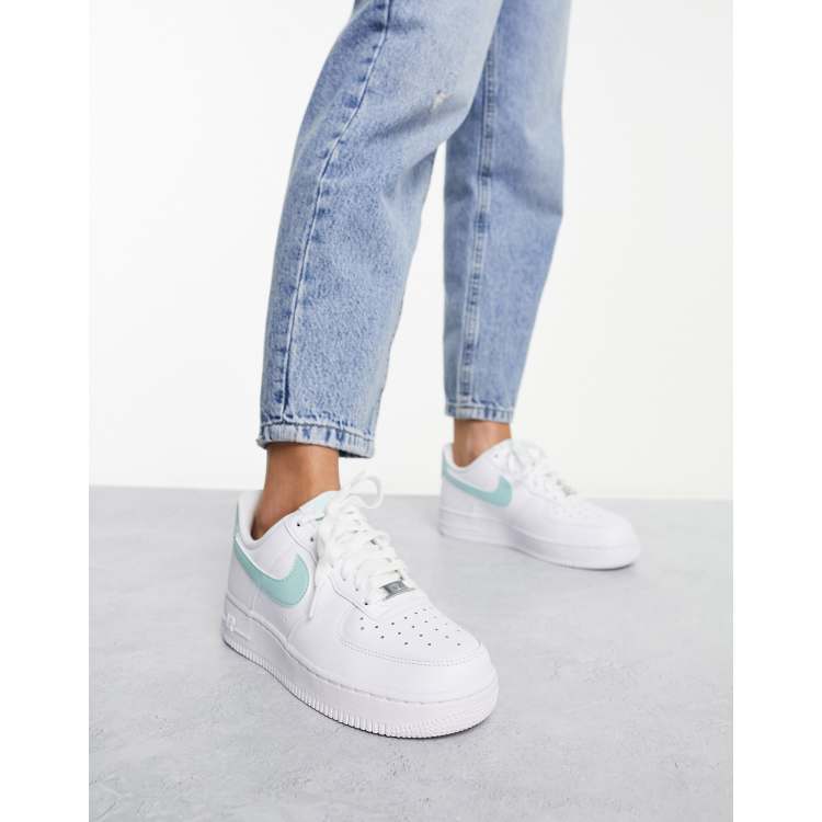 Nike Air Force 1 '07 trainers in white and blue - ShopStyle