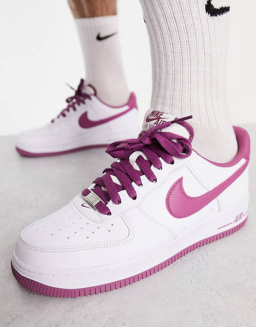 let down Make life Two degrees Nike Air Force 1 '07 sneakers in white/light bordeaux | ASOS