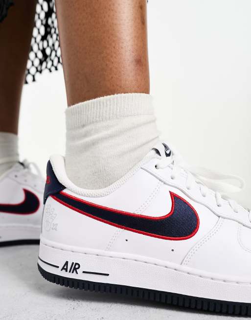 Air force 1 store navy blue and red