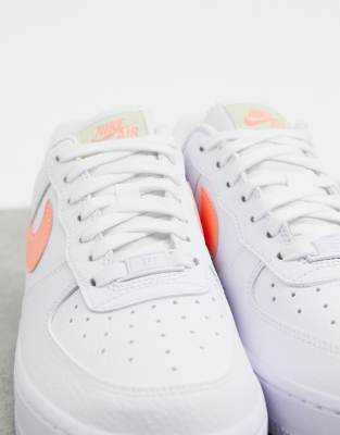 white and orange nike air force 1