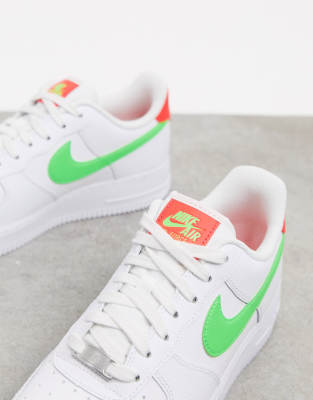 white and neon air force