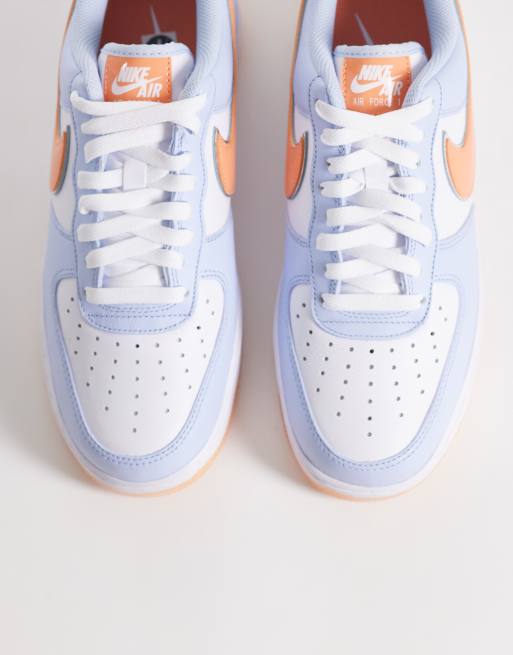 Nike Air Force 1 '07 sneakers with blue and orange detailing in white, 2 of 5
