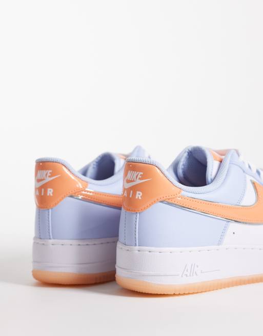 Nike Air Force 1 '07 sneakers with blue and orange detailing in white, 4 of 5