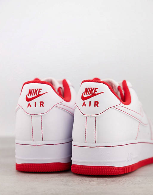 Nike - Air Force 1 '07 Stitch - Sneakers bianco/rosso università con impunture