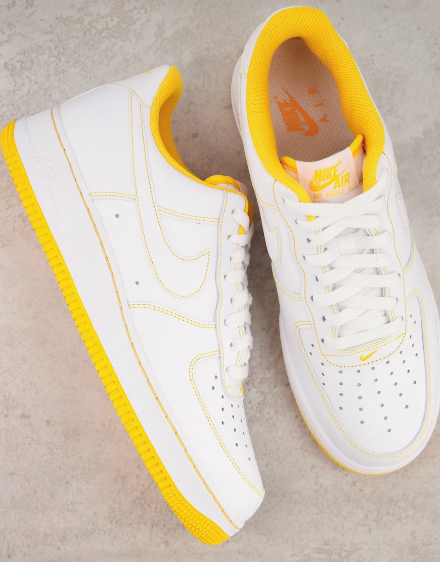 Nike Air Force 1 '07 Stitch trainers in white/laser orange