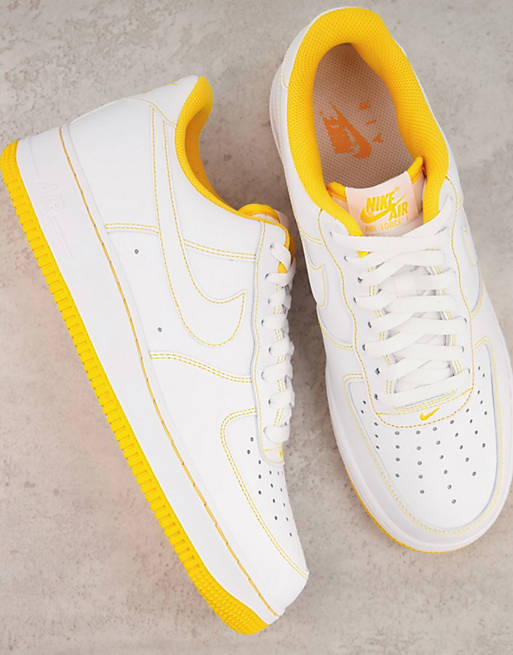 Nike Air Force 1 '07 Stitch trainers in white/laser orange | ASOS