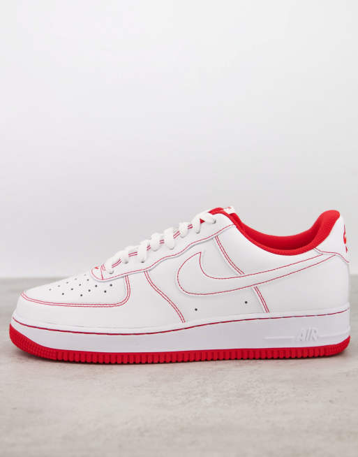 Nike Men's Air Force 1 07 Contrast Stitch White University Red