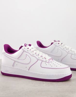 white & purple air force 1 trainers